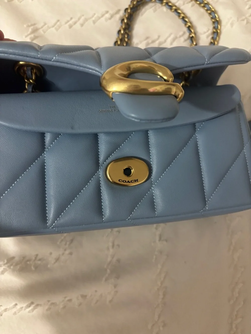 Coach quilted Tabby 20 Shoulder Bag in bluebell with Gold Hardware